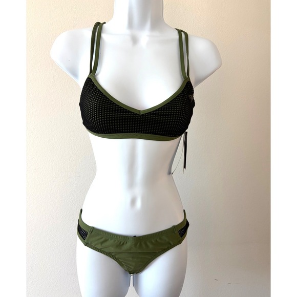 Speedo Other - Speedo Athletic Turnz Endurance Practice Bikini Mesh Strappy Swim Set Olive Sz S